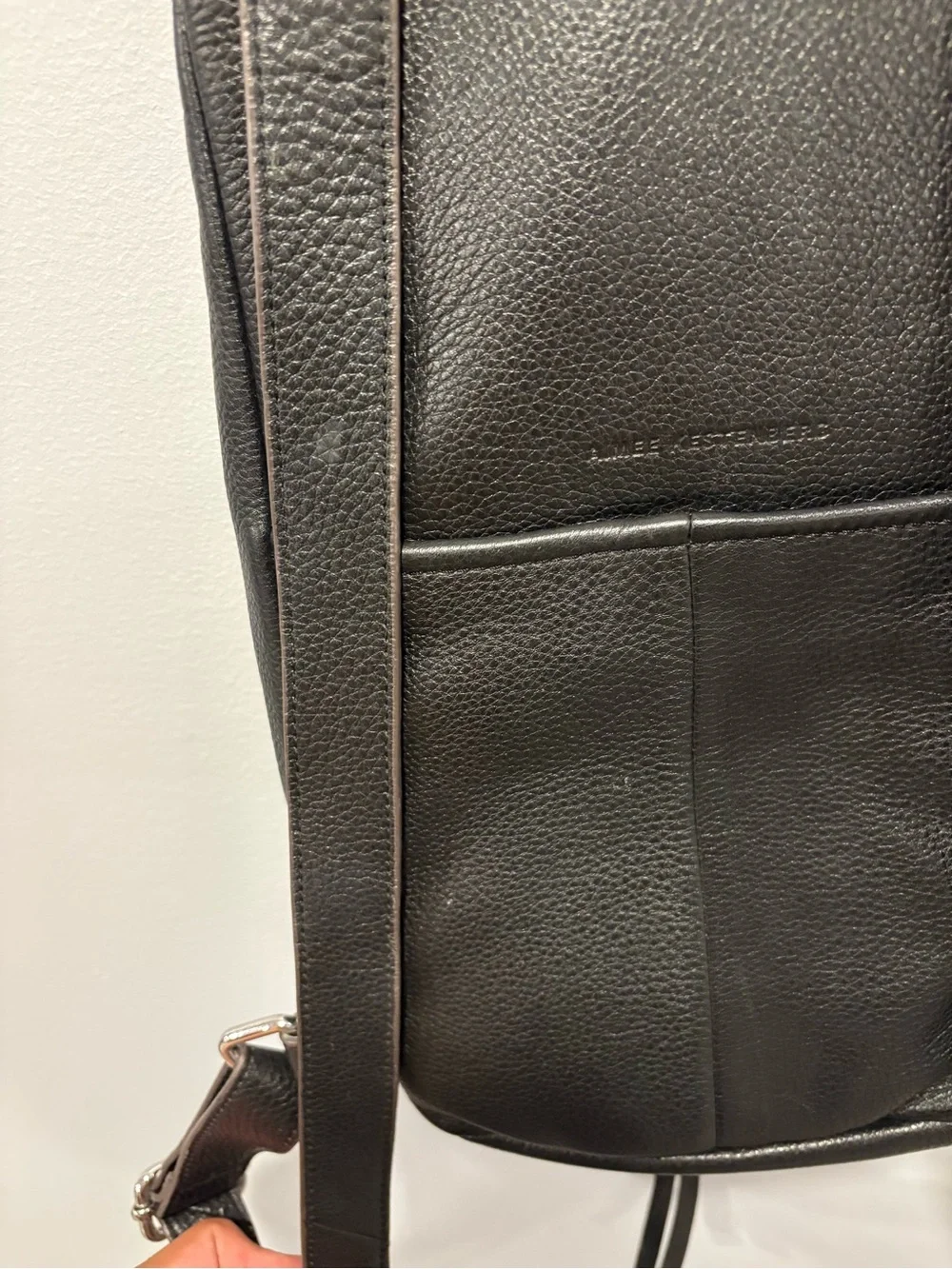 Aimee Kestenberg Tamitha Black Pebbled Leather Backpack Silver Hardware